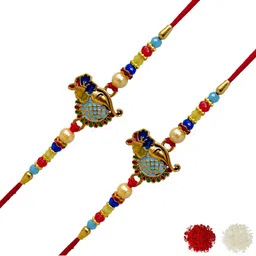 MEIRA JEWELLERY 4-Pcs Rakhi With Roli Chawal & Greeting Card-picture-27