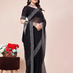 K 5 Fashion Embellished Beads and Stones Pure Georgette Saree-picture-19