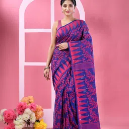 DESH BIDESH Ethnic Motifs Printed Pure Cotton Jamdani Saree-picture-10