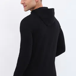 allen solly Men Full Sleeve Solid Hooded Sweatshirt image 3