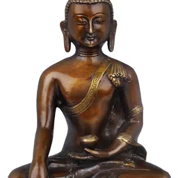 Exotic India Double Chola Brown & Gold Toned Buddha Idol Showpiece-picture-38