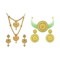 Women Click Set Of 2 Gold-Plated Stones Studded Jewellery Set-picture-12