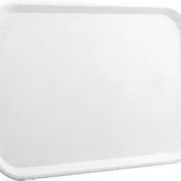 everbuy Premium Quality High Raised Edges Rectangular Plastic Serving Tray ,Set Of 2 (White) Tray-picture-13