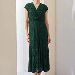 Latin Quarters Women Self Design V-Neck Fit & Flare Midi Dress-image-16