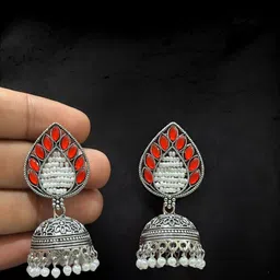 ANTICO Leaf Shaped Jhumkas Earrings image 5