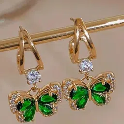 SIVA BY ANIKA Rhodium-Plated Artificial Stones Studded Korean Quirky Drop Earrings image 5