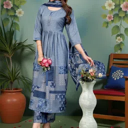 PAMPER YOURSELF Women Printed Empire Kurta with Palazzos & With Dupatta-picture-21