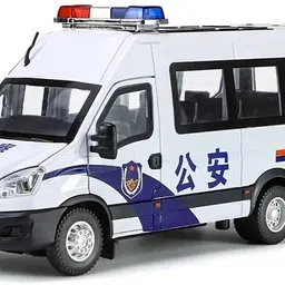 deoxy 1:24 Scale Police Van Metal Pull Back Die-cast Car Model Sound Light-picture-15