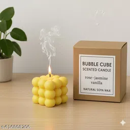 vyom 100% natural Soya wax bubble cube candle (yellow glow) Candle image 2