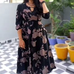 ethniclook Women Fit and Flare Black Midi/Calf Length Dress-picture-11