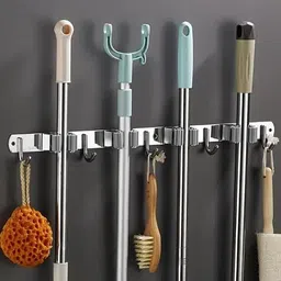 sorresaa Silver Stainless Steel Broom Holder-picture-18