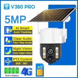 SROPX 4G SIM Solar CCTV Camera 360° View | HD Quality | Motion Detection Security Camera image 1