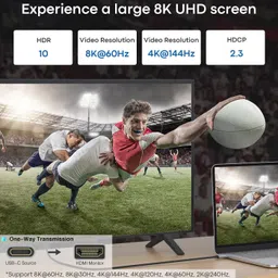 DooBuy Type C 2 m USB C to HDMI Cable Adapter, HDMI to USB Type C Cable 6.6 ft. 8K Display & Charging image 2