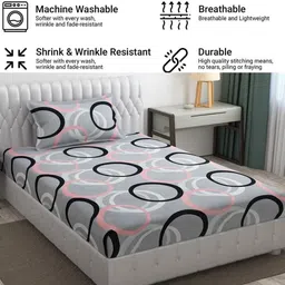 apni dukan Cotton Single Fitted (Elastic) 204 TC Printed Bedsheet-picture-24
