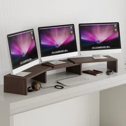 BLUEWUD Festvi Triple Monitor Computer PC Screen Height Riser Stand Gaming for Table TS-FV-W Wooden Floor and Desk Stand Rotatable Laptop Stand Compatible with Universal Laptops-picture-20