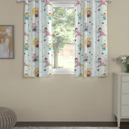 Multicolor Polyester Abstract 5ft Semisheer Eyelet (2 pc) Window Curtains by ROSARAHOME image 1