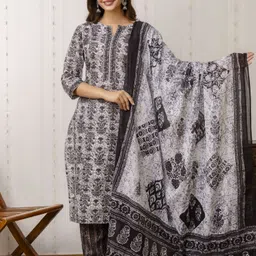 divastri Women Pure Cotton Kurta Pant Dupatta Set-picture-12