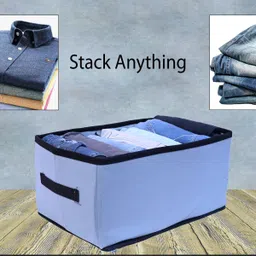 petals case GREY JEANS STACKER| CLOTH ORGANIZER|WARDROBE ORAGNIZER|JEANS ORGANIZER Storage Box image 5