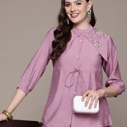 Readiprint Fashions Embellished Pure Silk Top With Trousers image 1