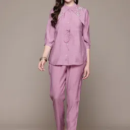 Readiprint Fashions Embellished Pure Silk Top With Trousers image 4