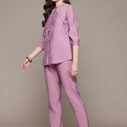 Readiprint Fashions Embellished Pure Silk Top With Trousers image 5