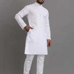 spoque Men Printed Cotton Blend Straight Kurta image 4
