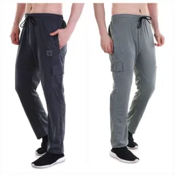 navii clothing Men Solid Olive, Grey Track Pants image 2