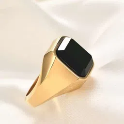 house of common Alloy Onyx Sterling Silver, Gold Plated Ring Set image 3