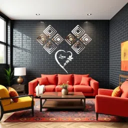 trishvas 4 inch Love with Diamond Design Silver Acrylic Glossy Mirror Wall Sticker Self Adhesive Sticker-picture-36