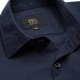 bs blue squad Men Slim Fit Solid Spread Collar Casual Shirt image 4