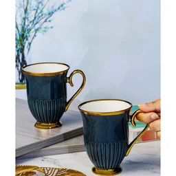 roxx Porcelain Coffee/Tea Gold Design Large Mug Set of 2pcs image 2