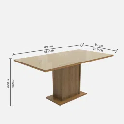 madesa Alexis 6 Seater Dining Set in Wood Finish image 2