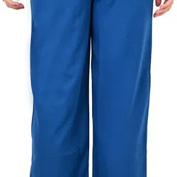 romaan fashion Women Solid Blue Track Pants image 2