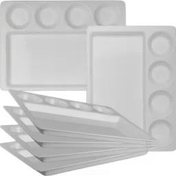 neena crockeries Combo of 4 Bowls Dosa Plate and 3 Portion Rectangle Plate Sectioned Plate image 3