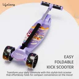 lifelong Scooter for Kids - Foldable Kids Scooter with LED Wheels & Adjustable Height Kids Scooter image 3