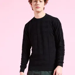 the indian garage co. Men Solid Crew Neck Black Sweater-picture-10