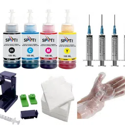 spotink Refill ink For Use In DeskJet 2332 Multi-function Color Printer (Full Set) Black + Tri Color Combo Pack Ink Bottle-image-8