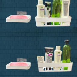 srgreengardening 2 PCS Shelves + 2 Pcs Soap Dish ABS Plastic Bathroom Accessories Plastic Wall Shelf-picture-23
