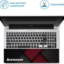 Techfit HD Printed Easy to Install Full Panel Laptop Skin/Sticker/Stretchable Vinyl/Cover for all Size Laptops upto 15.6 inch No Residue, Bubble Free - Lenovo Red Black Abstract Self Adhesive Vinyl Laptop Skin Compatible for 15.6 inch image 3