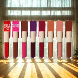 Pack of 8 Transfer-Proof Liquid Lipsticks – Red & Nude-image-6