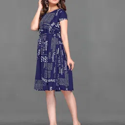 gurudev fashiion Women Fit and Flare Dark Blue Above Knee/Mid Thigh Length Dress-picture-24