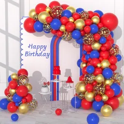 r g accessories Solid Red Blue Balloons Garland Decoration Kit With Arch Ribbon Pack Of 50 Balloon-picture-19
