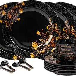 ae maharani Pack of 16 Melamin Dinnerware Set – 4 Full Plates, 4 Half Plates, 4 Bowls & 4 Spoons Dinner Set-picture-48