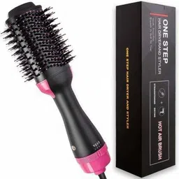 JAJ ART Hot Air Brush 3 IN 1 Hair Dryer Brush,One Step Hair Dryer & Styler & Volumizer & Hair Curler, Negative Ions Comb Straightener Salon/Curly Reduce Frizz/Static (pink+black) A-01 Hair Styler-image-80
