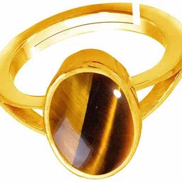 everything gems 10.25 Ratti 9.67 Carat Natural Tiger Eye Stone Gemstone with Lab Certificate Brass Crystal Gold Plated Ring image 4
