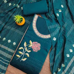 MANVAA Floral Embroidered Thread Work Unstitched Dress Material-picture-23