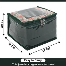 Kuber Industries Green 2 Pcs Pvc Makeup Pouch Bag & 10 Compartments Jewellery Organiser image 5