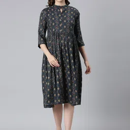 THE MAMA KLUB Printed Fit & Flare Maternity Dresses image 1