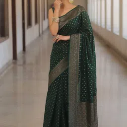 KALINI Woven Design Zari Silk Blend Banarasi Saree image 2