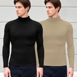 CLAFOUTIS Men 2 High Neck Pockets Slim Fit T-shirt-image-20